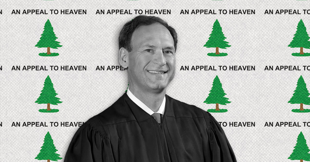 An “Appeal to Heaven” flag was apparently flown at one of Justice Alito’s homes. The flag has reportedly been used by extremists.
