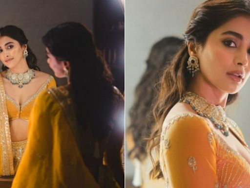 Pooja Hegde Dazzles Like a Sunshine in 'Imarti Lehenga' With Dori Work at Ambani Wedding - See Pics