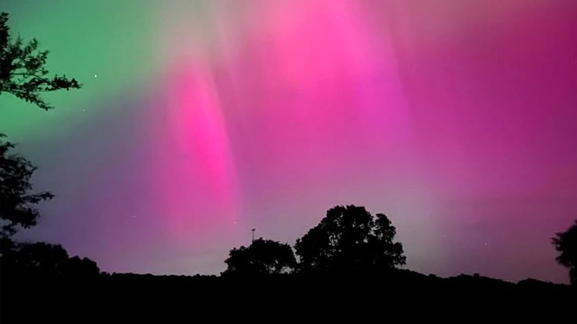 Northern Lights glow over central Arkansas