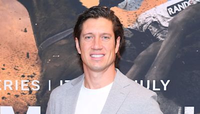 Vernon Kay cuts a dapper figure in a grey blazer and trousers