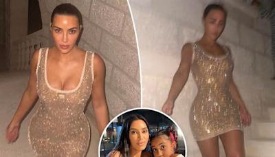 Kim Kardashian glimmers in nearly $8K gold minidress for photos snapped by North West