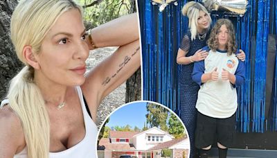 Tori Spelling is all smiles at son Finn’s graduation ceremony after reportedly trashing rental home