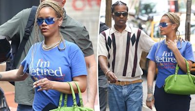 Rihanna trolls fans with ‘I’m retired’ T-shirt while out in NYC with A$AP Rocky: ‘Never getting an album’