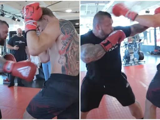 Eddie Hall shares footage of him sparring against UFC heavyweight Alexander Volkov