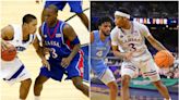 Russell Robinson, KU’s 2008 NCAA championship point guard, connects with Dajuan Harris