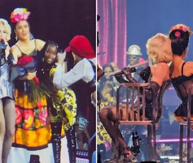 Salma Hayek prende el escenario en el cierre de la gira de Madonna en la CDMX