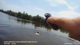 Duson police body cam video shows fugitive wanted for murder jump in pond trying to get away from them