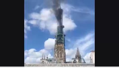 Watch: Rouen cathedral catches fire