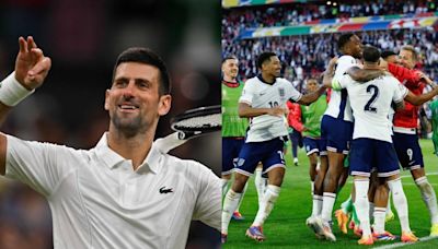 Novak Djokovic's unmissable reaction on Wimbledon match interruption as Centre Court celebrate England's Euro 2024 win