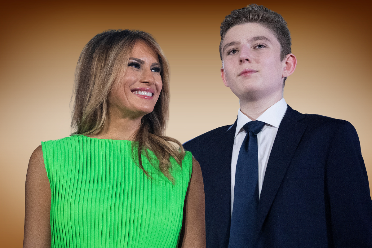 Melania Trump holds 2-month-old Barron in "rare" resurfaced video