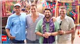 Akshay Kumar and Arshad Warsi celebrate 'Jolly LLB 3' wrap-on-set with the team | Hindi Movie News - Times of India