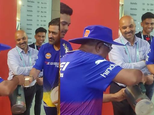 IPL: MS Dhoni enjoys a hot cup of chai as he arrives in Bengaluru ahead of Chennai Super Kings VS RCB match