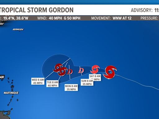 Tropical Storm Gordon forms in the eastern Atlantic