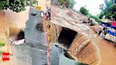 Watch: Road caves-in on outskirts of Ahmedabad after heavy rainfall | Ahmedabad News - Times of India