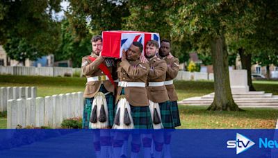 Unidentified Scots soldiers given military burial as Princess Anne pays respects