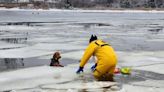 Massachusetts firefighters rescue dog from frozen river