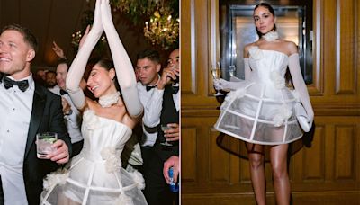 Olivia Culpo Switched Her Modest Bridal Gown For A Sheer Hoop D&G Mini Dress For Her Wedding After Party