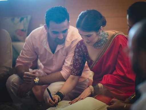 Revisiting the wedding sari of Zaheer Khan's wife Sagarika Ghatge | The Times of India