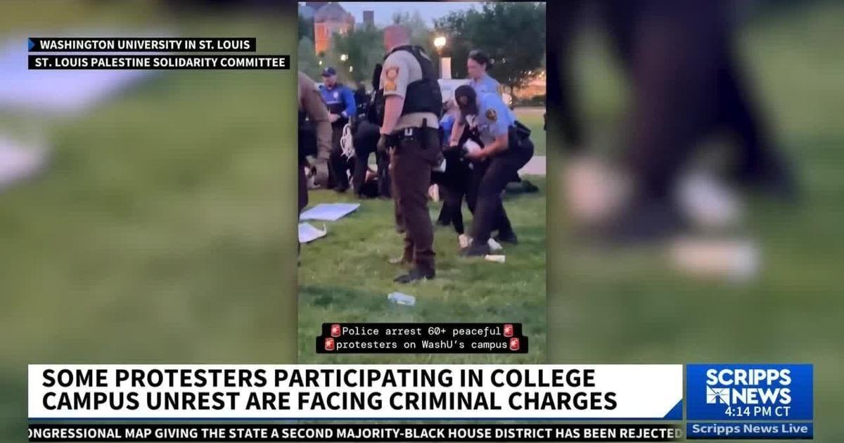 Some students at Washington University in St. Louis were arrested after attempting to set up an encampment.