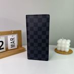 【翰貝格名牌館】全新真品 LV BRAZZA  黑灰 棋盤格 對折 直立式 16卡 男用 長夾 N62665 預購