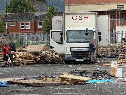 Van with logo of film firm linked to James Nesbitt delivers wood to Belfast bonfire
