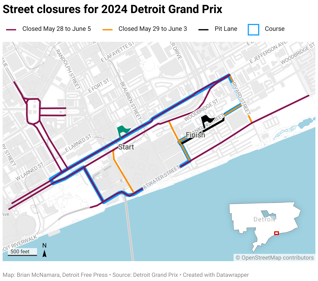 Road closures, parking for 2024 Detroit Grand Prix: What to know