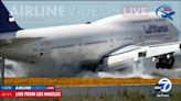 Lufthansa 747 bounces off runway at LAX, performs go-around after failed landing