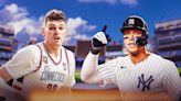 Yankees' Aaron Judge dwarfed by Donovan Clingan in pre-NBA Draft meetup