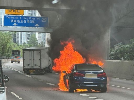 長沙灣私家車自焚傳爆炸聲 司機棄車逃生