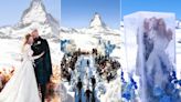 Noiva surge em cubo de gelo em casamento luxuoso na neve, na Suíça, e viraliza nas redes; veja vídeo