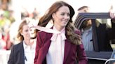 Princess Kate Continues Her Suit Streak in a Wine-Colored Set