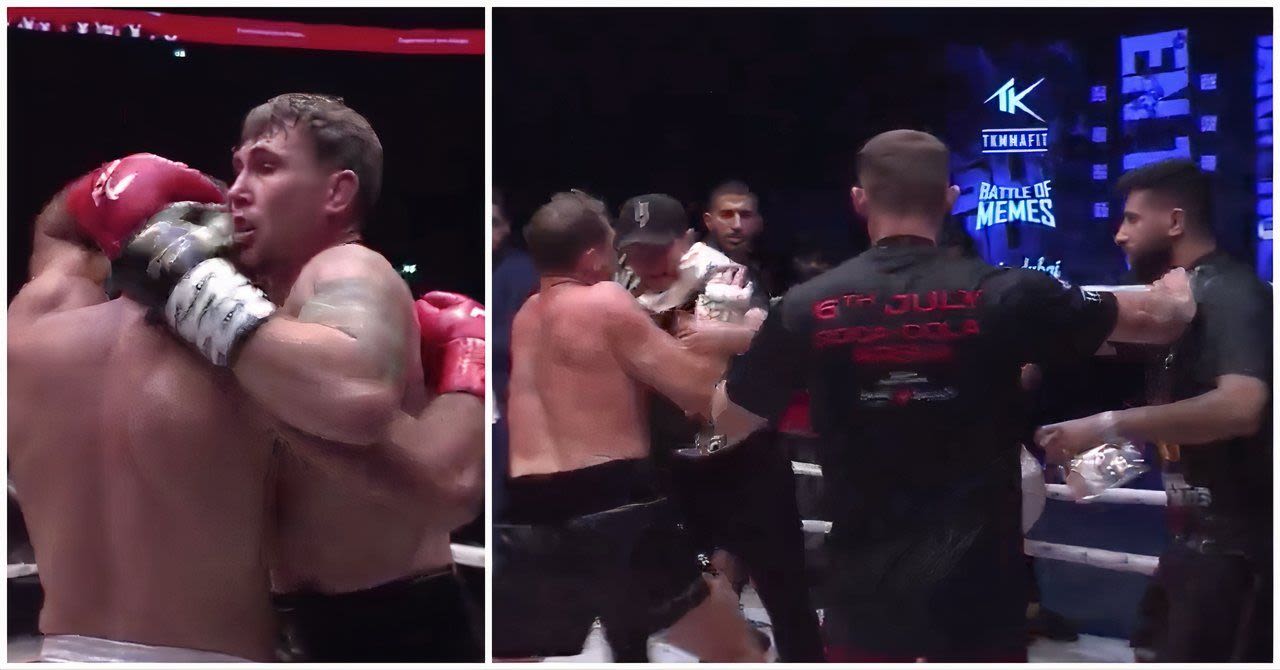 Darren Till’s boxing debut ends in massive brawl after fight gets controversially stopped