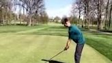 man tops ball 10 yards on first swing of the year