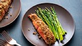 Honey-Dijon and Pecan Baked Salmon With Asparagus