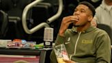 Giannis Antetokounmpo enjoyed Saturday's preseason game vs. the Grizzlies by having Skittles and popcorn from the bench