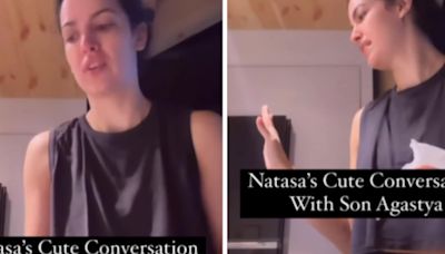 Natasa Stankovic's conversation with son Agastya during ice session has a cricket reference. Watch