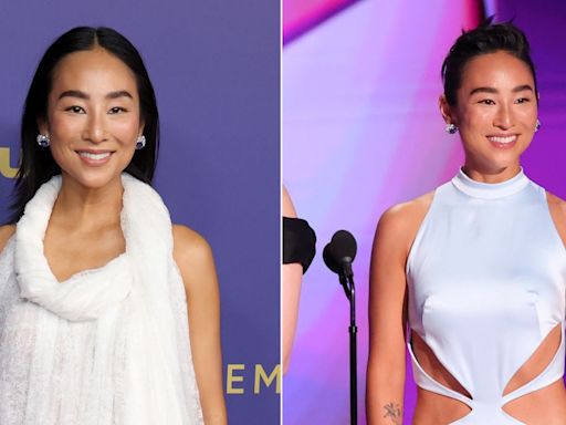 Greta Lee Goes Surprisingly Bridal on the 2024 Emmys Red Carpet