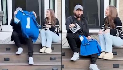 NFL: Eminem recibe un jersey de los Detroits Lions con el que su hija le revela increíble noticia (VIDEO)