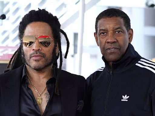 Lenny Kravitz answers video call from 'big brother' Denzel Washington onstage in Italy