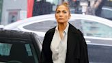 Jennifer Lopez's Rainy Day Look Includes a Black Trench Coat and Trousers
