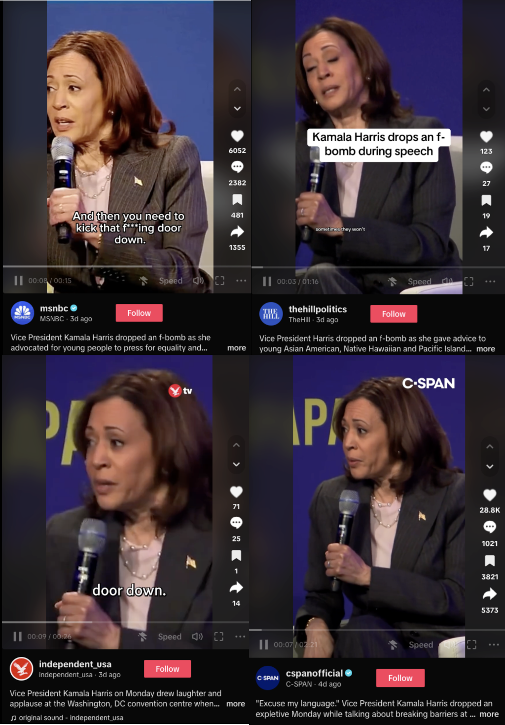 On social media, news outlets give more attention to Kamala Harris using an expletive than Trump’s corrupt promise to oil executives