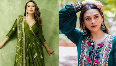 Navratri 2024: Dress up ideas for day 2 green color inspired by celebs like Aditi Rao Hydari, Karisma Kapoor, and more