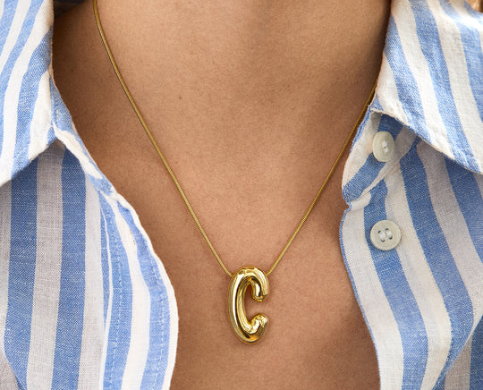 The Viral Gold Bubble Initial Necklace That Sold 20K Pieces in a Week Is Finally on Sale for Under $50