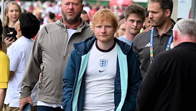 Ed Sheeran supports Enagland as they take on Denmark at the Euros