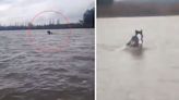 Dramáticas imágenes: Joven no abandonó a su yegua en medio de violento desborde de río en Arauco