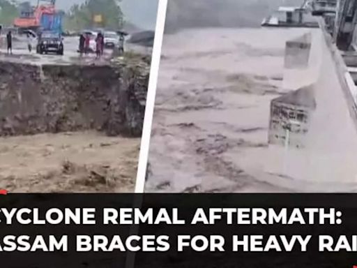 Cyclone Remal impact in Assam: A road cut into half in Haflong...