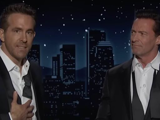 Ryan Reynolds And Hugh Jackman arrive to guest host Jimmy Kimmel Live!