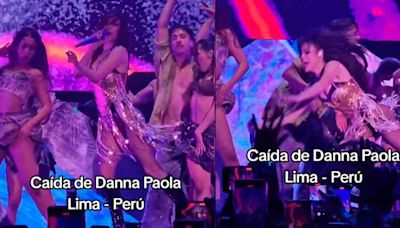 Danna Paola sufre de dolorosa caída durante show en Perú