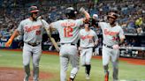 Hicks homers and drives in 4 as the Orioles beat the Rays 8-6 after nearly blowing a 7-run lead