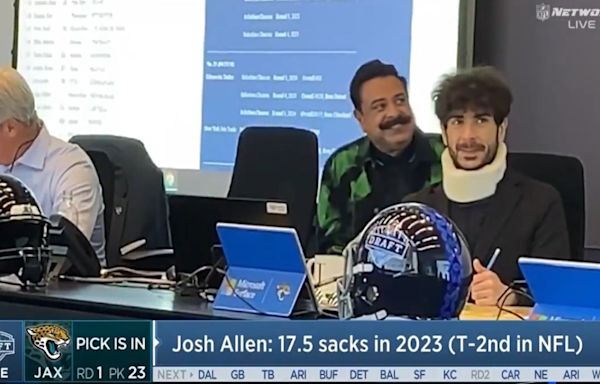 Tony Khan Wears A Neck Brace During The NFL Draft